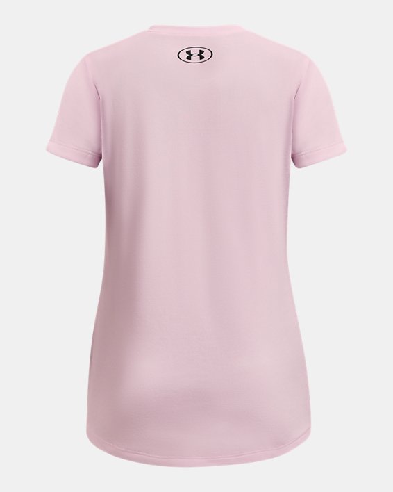 Girls' UA Tech™ Big Logo Twist Short Sleeve in Pink image number 1